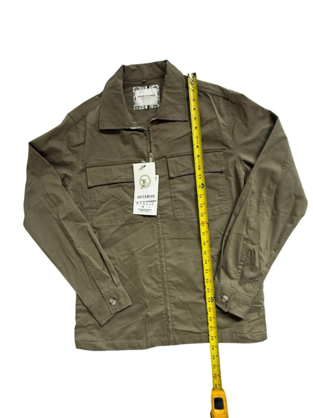 NWT Denim & Flower by Ricky Singh Olive Green Full-Zip Utility Shirt Jacket Sz M